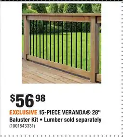 Home Depot EXCLUSIVE 15-PIECE VERANDA 28 Baluster Kit • Lumber sold separately offer