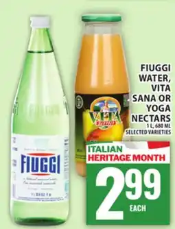 Food Basics FIUGGI WATER, VITA SANA OR YOGA NECTARS offer