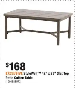 Home Depot EXCLUSIVE StyleWell 42 x 23 Slat Top Patio Coffee Table offer