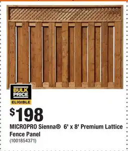 Home Depot MICROPRO Sienna 6' x 8' Premium Lattice Fence Panel offer