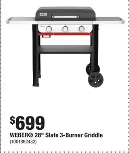 Home Depot WEBER 28 Slate 3-Burner Griddle offer