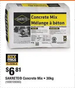 Home Depot SAKRETE Concrete Mix • 30kg offer