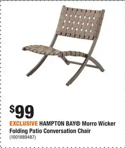 Home Depot EXCLUSIVE HAMPTON BAY Morro Wicker Folding Patio Conversation Chair offer