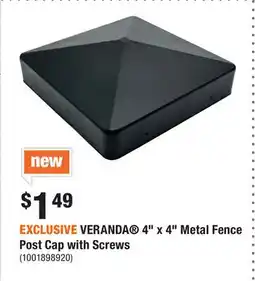 Home Depot EXCLUSIVE VERANDA 4 x 4 Metal Fence Post Cap with Screws offer