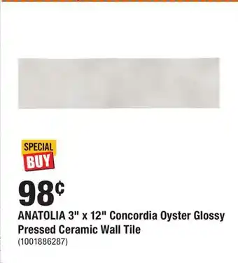 Home Depot ANATOLIA 3 x 12 Concordia Oyster Glossy Pressed Ceramic Wall Tile offer