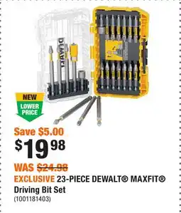 Home Depot EXCLUSIVE 23-PIECE DEWALT MAXFIT Driving Bit Set offer