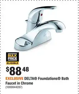 Home Depot EXCLUSIVE DELTA Foundations Bath Faucet in Chrome offer