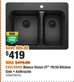 Home Depot EXCLUSIVE Blanco Vision 27 70/30 Kitchen Sink • Anthracite offer