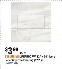 Home Depot EXCLUSIVE LIFEPROOF 12 x 24 Ivory Lane Vinyl Tile Flooring (17.7 sq.ft.) offer
