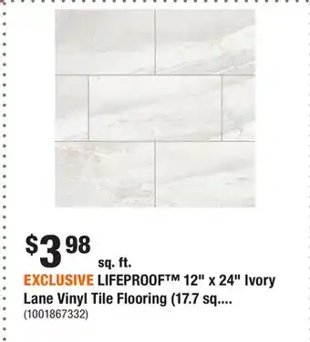 Home Depot EXCLUSIVE LIFEPROOF 12 x 24 Ivory Lane Vinyl Tile Flooring (17.7 sq.ft.) offer