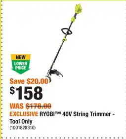 Home Depot EXCLUSIVE RYOBI 40V String Trimmer - Tool Only offer