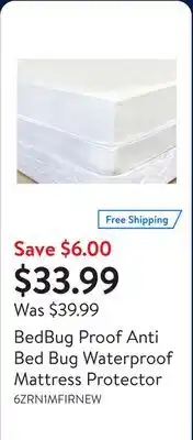 Walmart BedBug Proof Anti Bed Bug Waterproof Mattress Protector offer