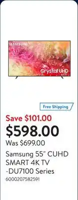 Walmart Samsung 55 CUHD SMART 4K TV -DU7100 Series offer