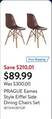 Walmart PRAGUE Eames Style Eiffel Side Dining Chairs Set offer