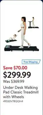 Walmart Under Desk Walking Pad Classic Treadmill with Wheels offer