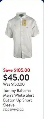 Walmart Tommy Bahama Men's White Shirt Button Up Short Sleeve offer