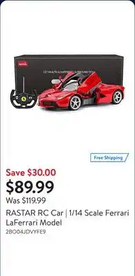 Walmart RASTAR RC Car | 1/14 Scale Ferrari LaFerrari Model offer