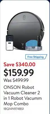 Walmart ONSON Robot Vacuum Cleaner 2 in 1 Robot Vacumm Mop Combo offer
