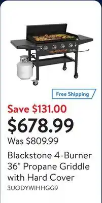 Walmart Blackstone 4-Burner 36 Propane Griddle with Hard Cover offer