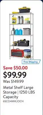 Walmart Metal Shelf Large Storage | 1250 LBS Capacity offer