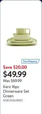 Walmart Karo 16pc Dinnerware Set Green offer