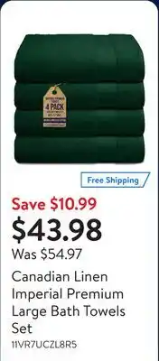 Walmart Canadian Linen Imperial Premium Large Bath Towels Set offer
