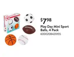 Walmart Play Day Mini Sport Balls, 4 Pack offer