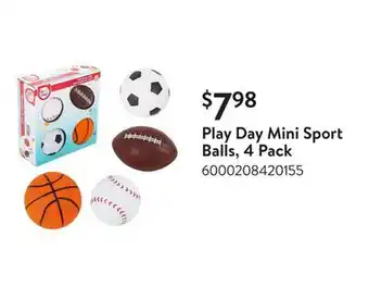 Walmart Play Day Mini Sport Balls, 4 Pack offer