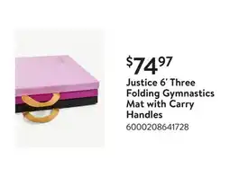 Walmart Justice 6' Three Folding Gymnastics Mat with Carry Handles offer