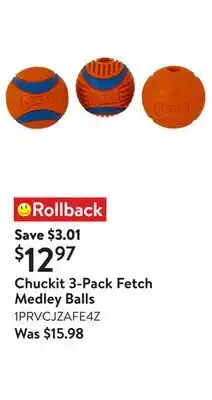 Walmart Chuckit 3-Pack Fetch Medley Balls offer
