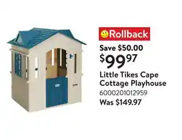 Walmart Little Tikes Cape Cottage Playhouse offer