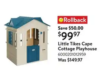 Walmart Little Tikes Cape Cottage Playhouse offer