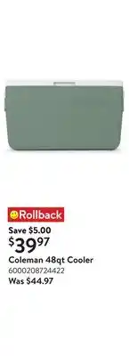 Walmart Coleman 48qt Cooler offer