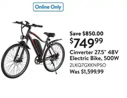 Walmart Cinverter 27.5 48V Electric Bike, 500W offer