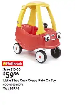 Walmart Little Tikes Cozy Coupe Ride On Toy offer