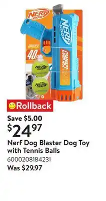 Walmart Nerf Dog Blaster Dog Toy with Tennis Balls offer