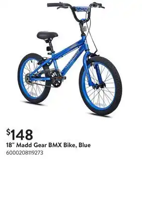 Walmart 18 Madd Gear BMX Bike, Blue offer