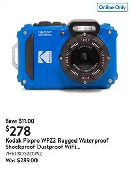 Walmart Kodak Pixpro WPZ2 Rugged Waterproof Shockproof Dustproof WiFi Digital Camera offer