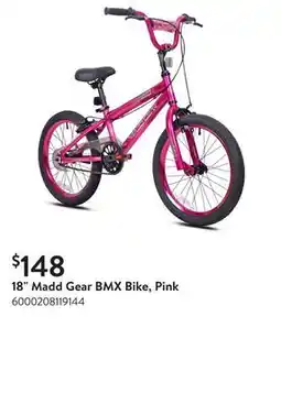 Walmart 18 Madd Gear BMX Bike, Pink offer