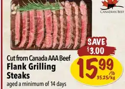 Farm Boy Cut from Canada AAA Beef Flank Grilling Steaks offer