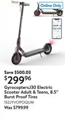 Walmart GyrocoptersJ30 Electric Scooter Adult & Teens, 8.5 Burst Proof Tires offer