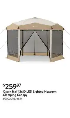Walmart Ozark Trail 12x10 LED Lighted Hexagon Glamping Canopy offer