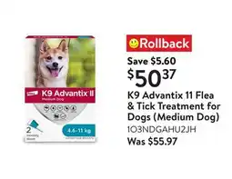 Walmart K9 Advantix 11 Flea & Tick Treatment for Dogs (Medium Dog) offer