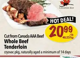 Farm Boy Cut from Canada AAA Beef Whole Beef Tenderloin offer