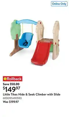 Walmart Little Tikes Hide & Seek Climber with Slide offer