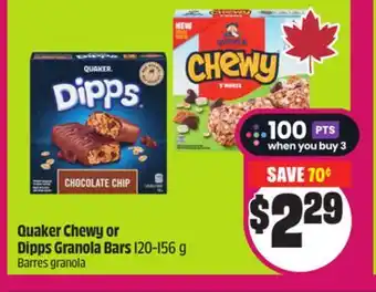 FreshCo Quaker Chewy or Dipps Granola Bars 120-156 g offer