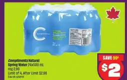 FreshCo Compliments Natural Spring Water 24x500 mL offer