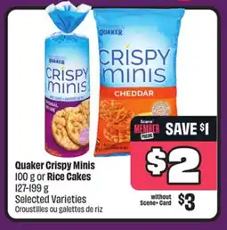 FreshCo Quaker Crispy Minis 100 g or Rice Cakes 127-199 g Selected Varieties offer