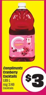 FreshCo Compliments Cranberry Cocktails 1.89 L offer