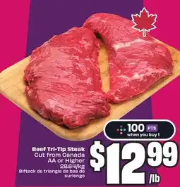 FreshCo Beef Tri-Tip Steak AA or Higher 28.64/kg offer